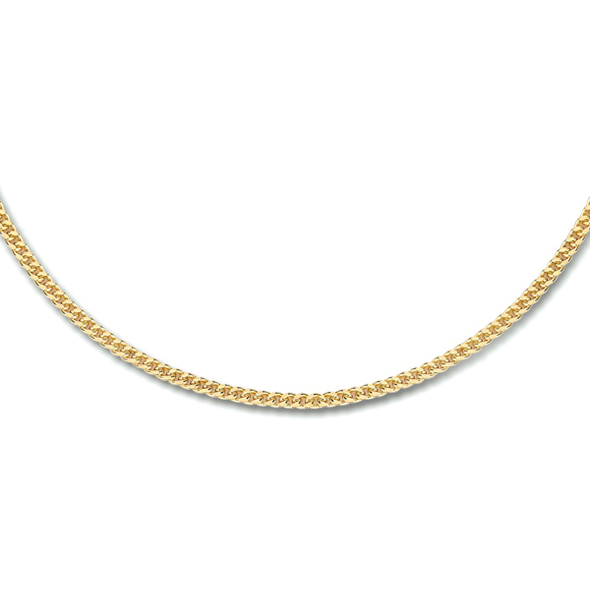 Collier gourmette 4-zijdes geslepen 1,8 mm 3 micron zilver verguld (geel)