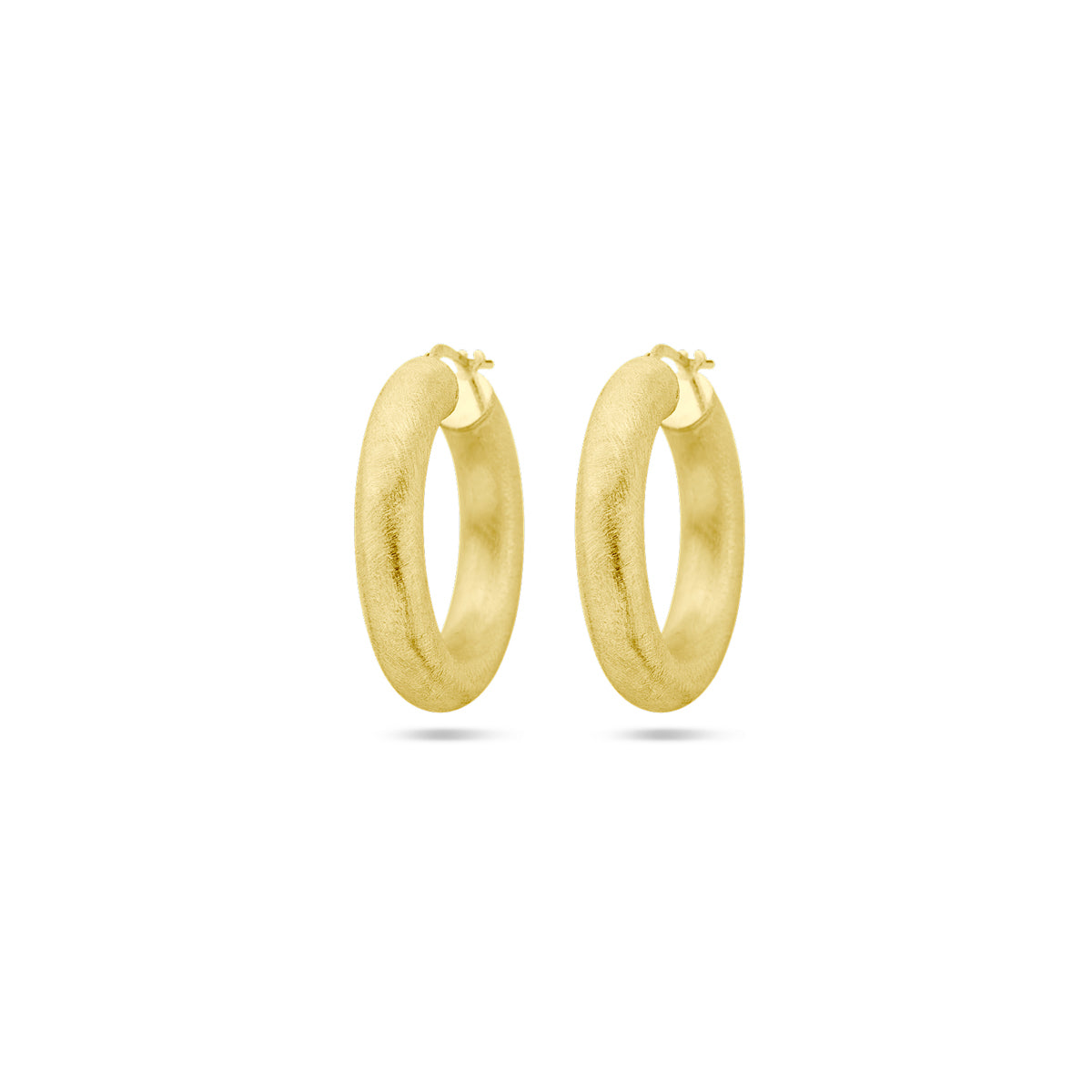 Oorringen 6,0 mm ronde buis gescratcht 1 micron zilver verguld (geel)