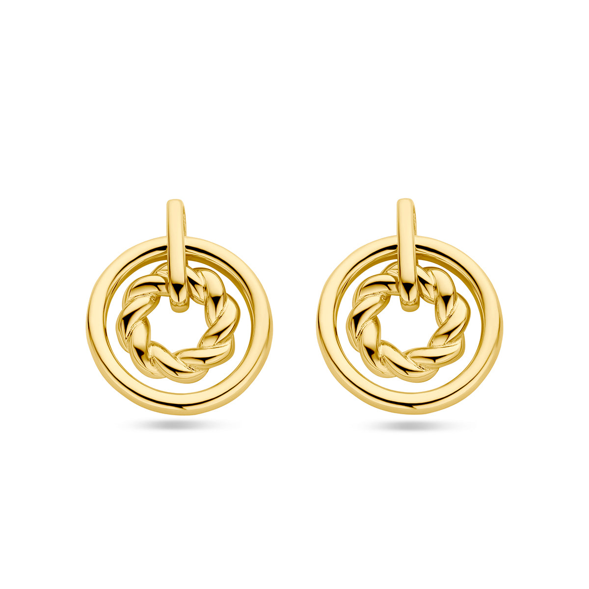 Oorhangers cirkels 1 micron zilver verguld (geel)