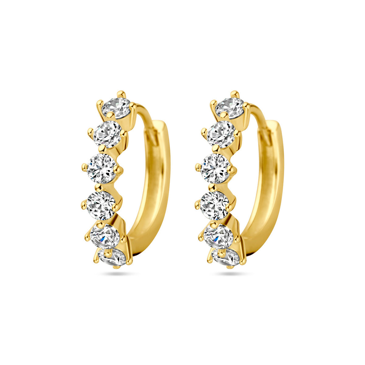 Klapoorringen zirkonia 1 micron zilver verguld (geel)