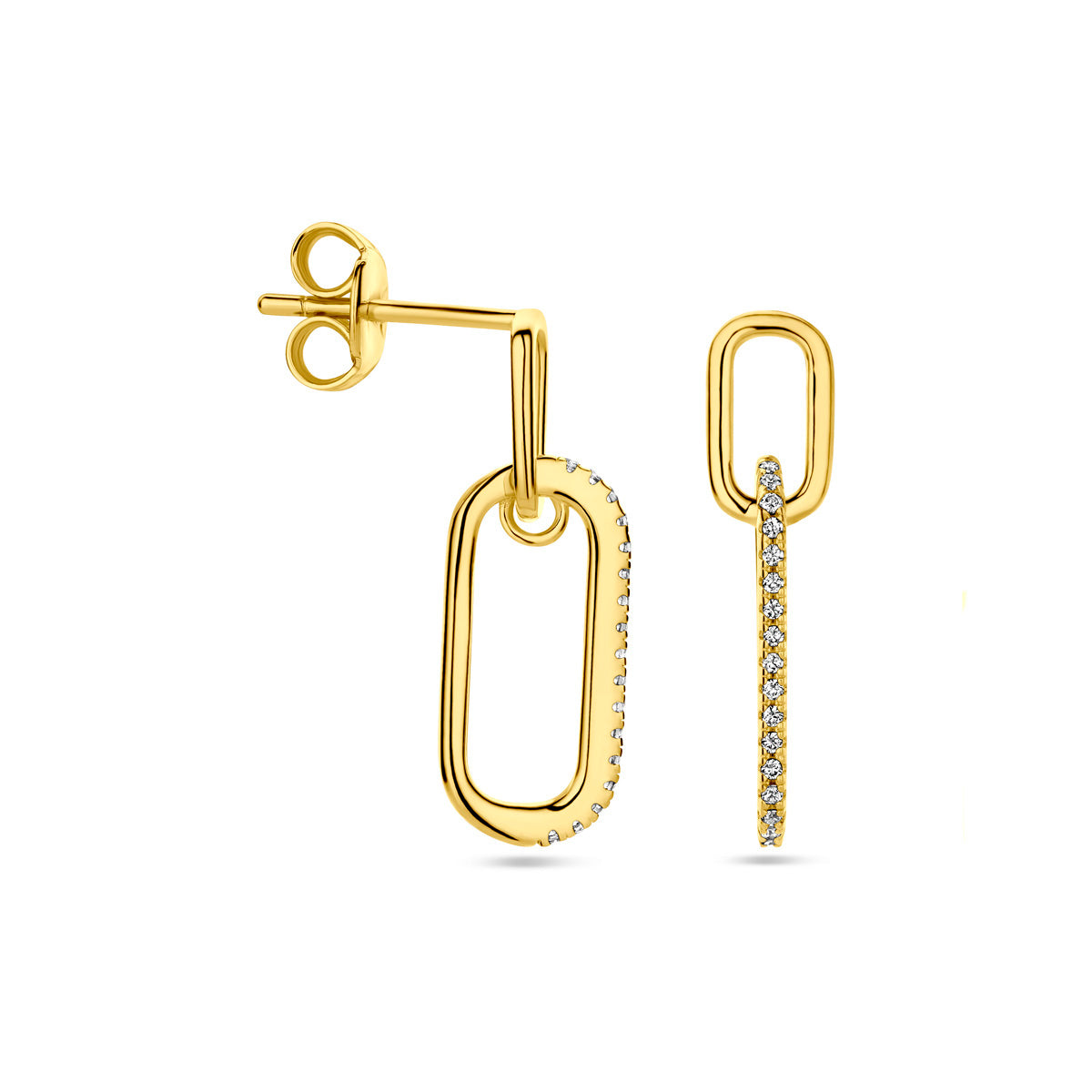 Oorhangers zirkonia 1 micron zilver verguld (geel)