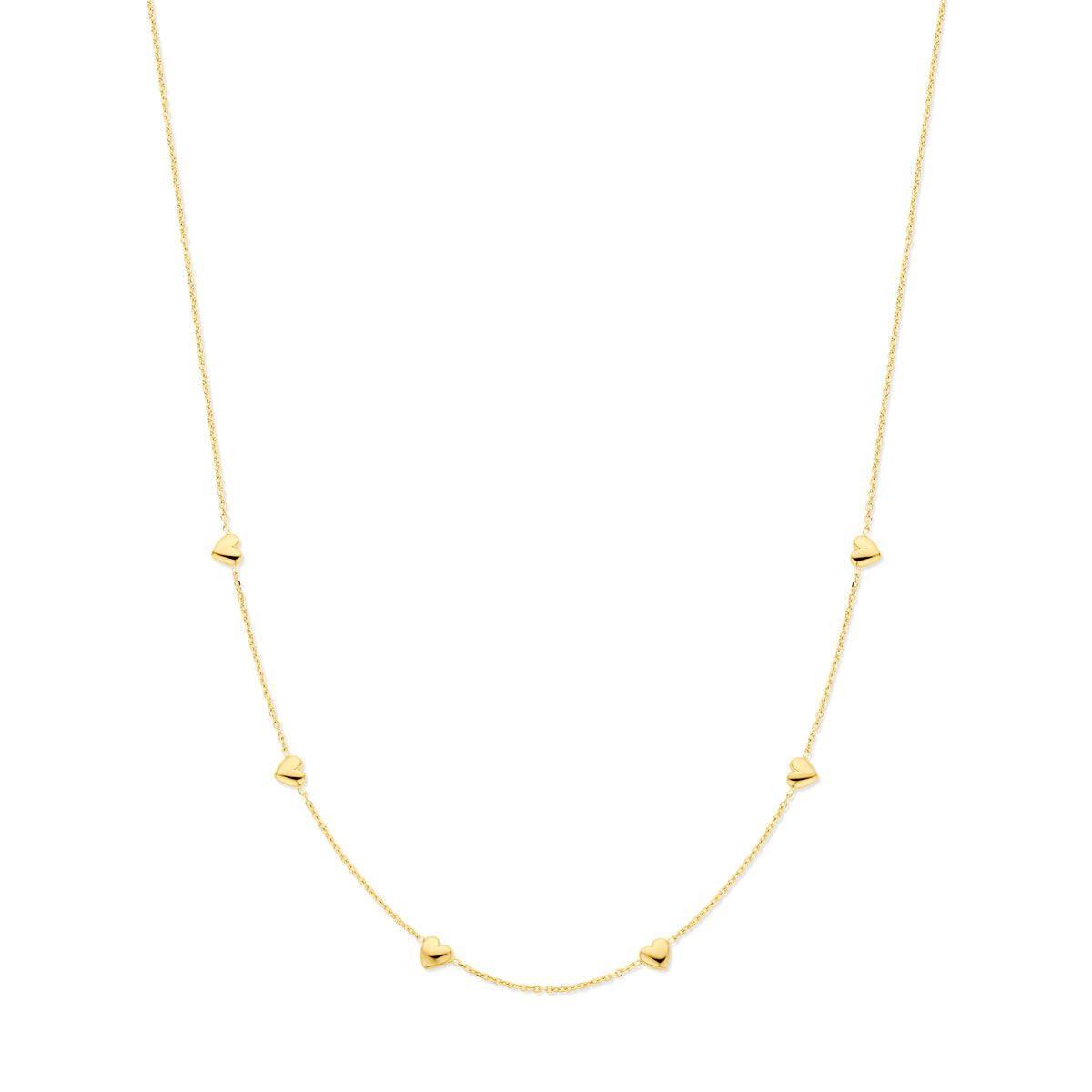 Collier hartjes 41 + 4 cm 3 micron zilver verguld (geel)