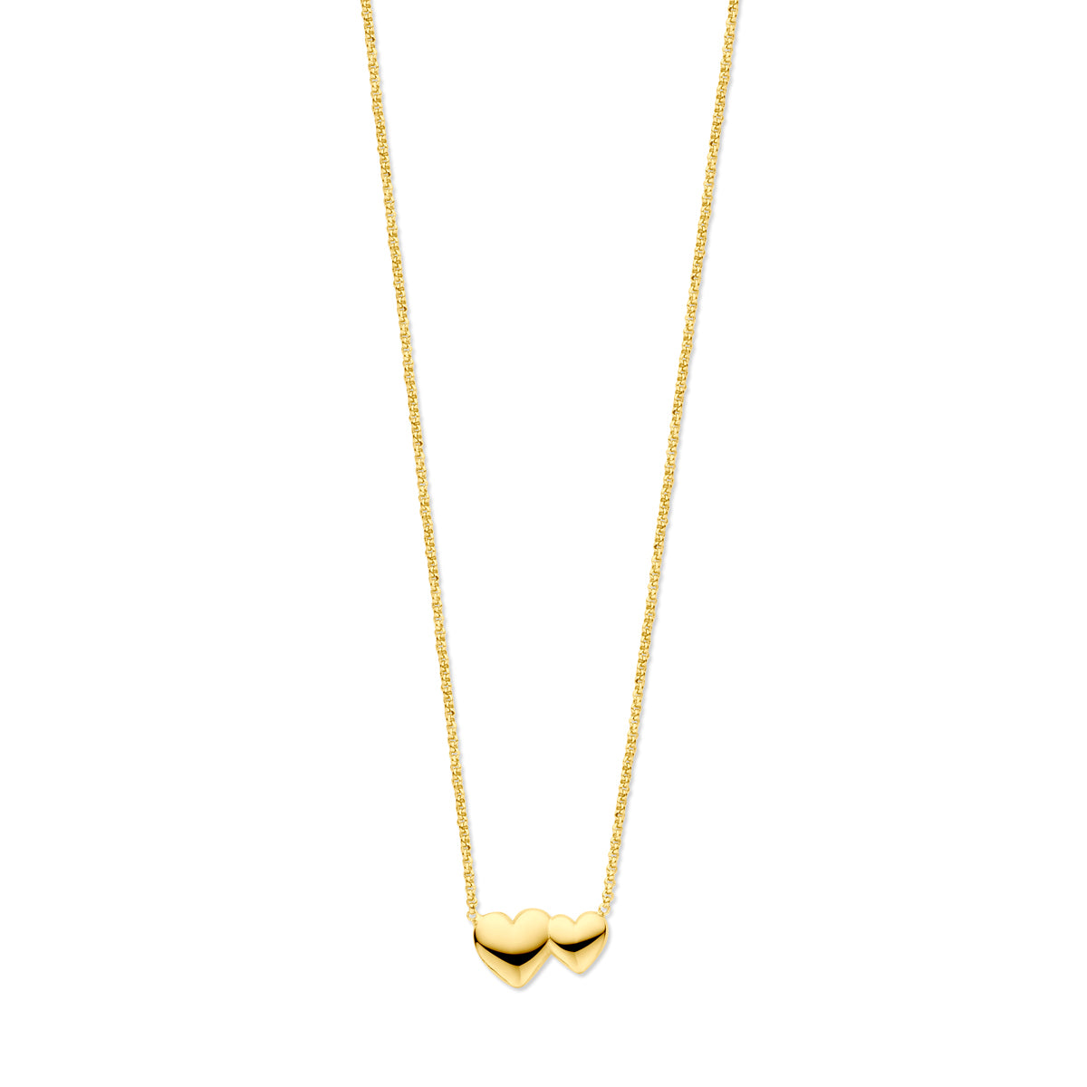 Collier hartjes 41 + 4 cm 3 micron zilver verguld (geel)