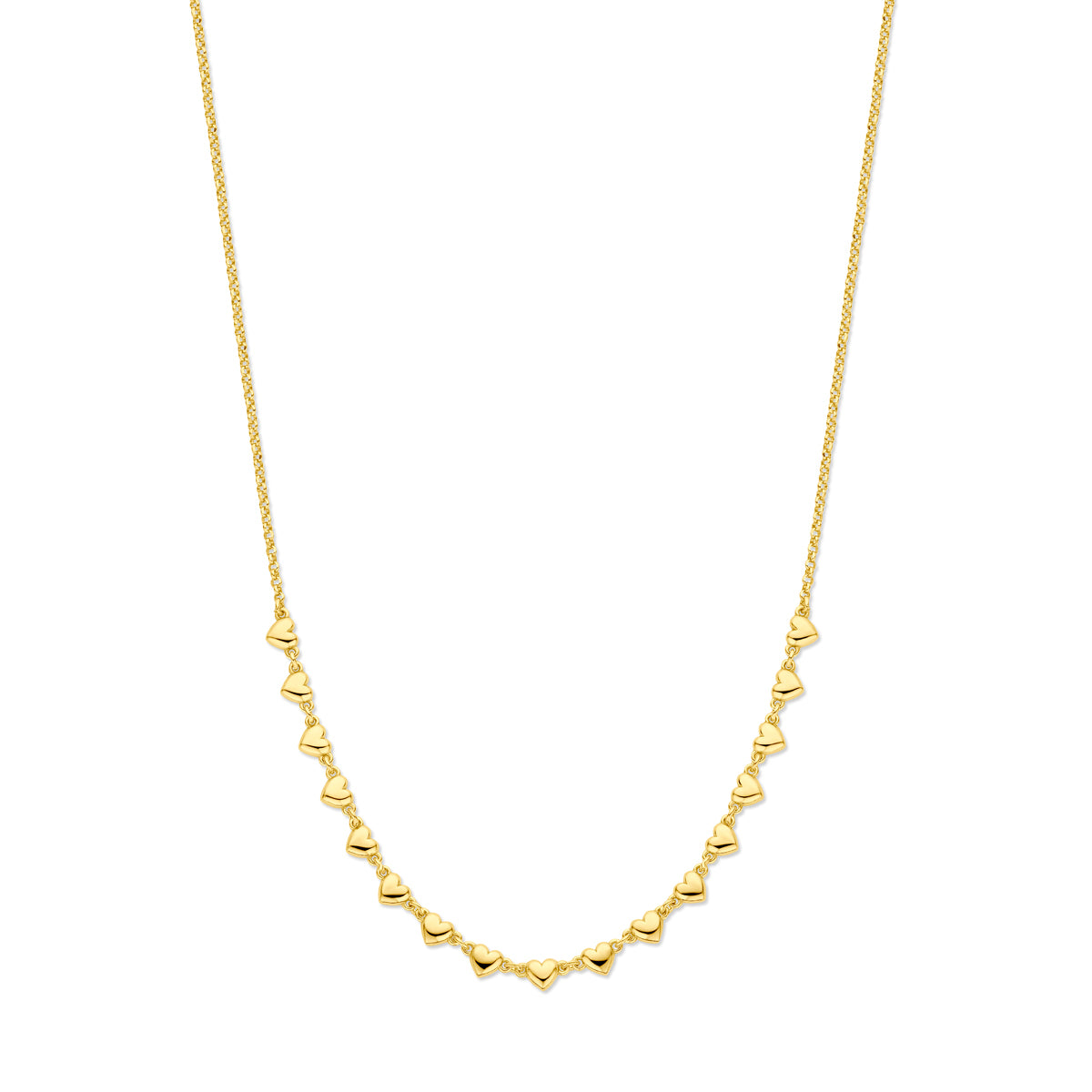 Collier hartjes 41 + 4 cm 3 micron zilver verguld (geel)