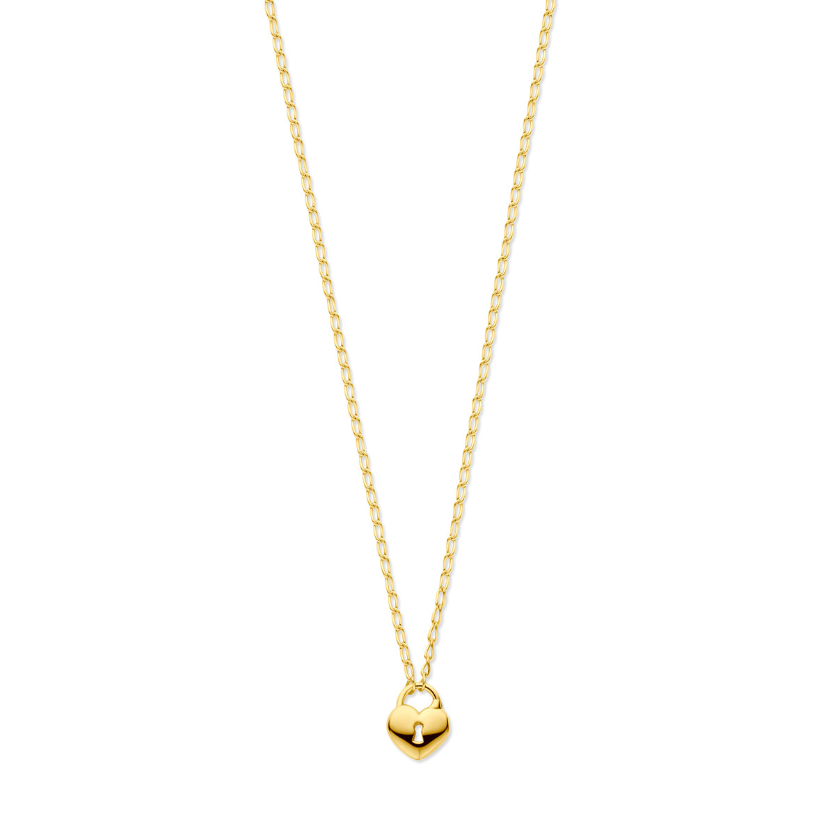 Collier hart en slot 41 + 4 cm 3 micron zilver verguld (geel)