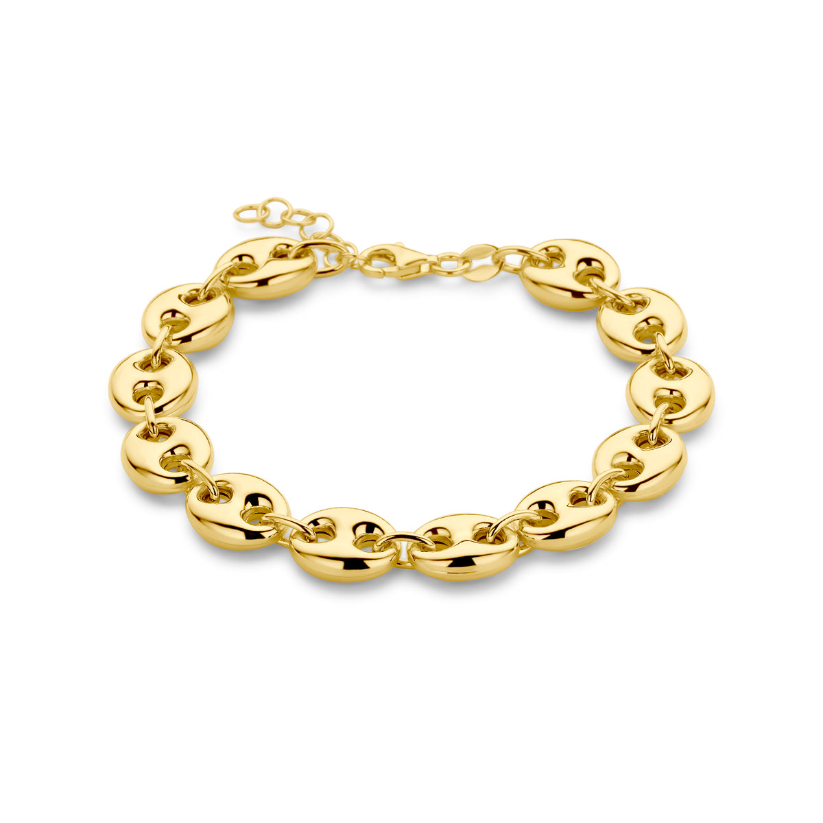 Armband 9,5 mm 17 + 2 cm 3 micron zilver verguld (geel)