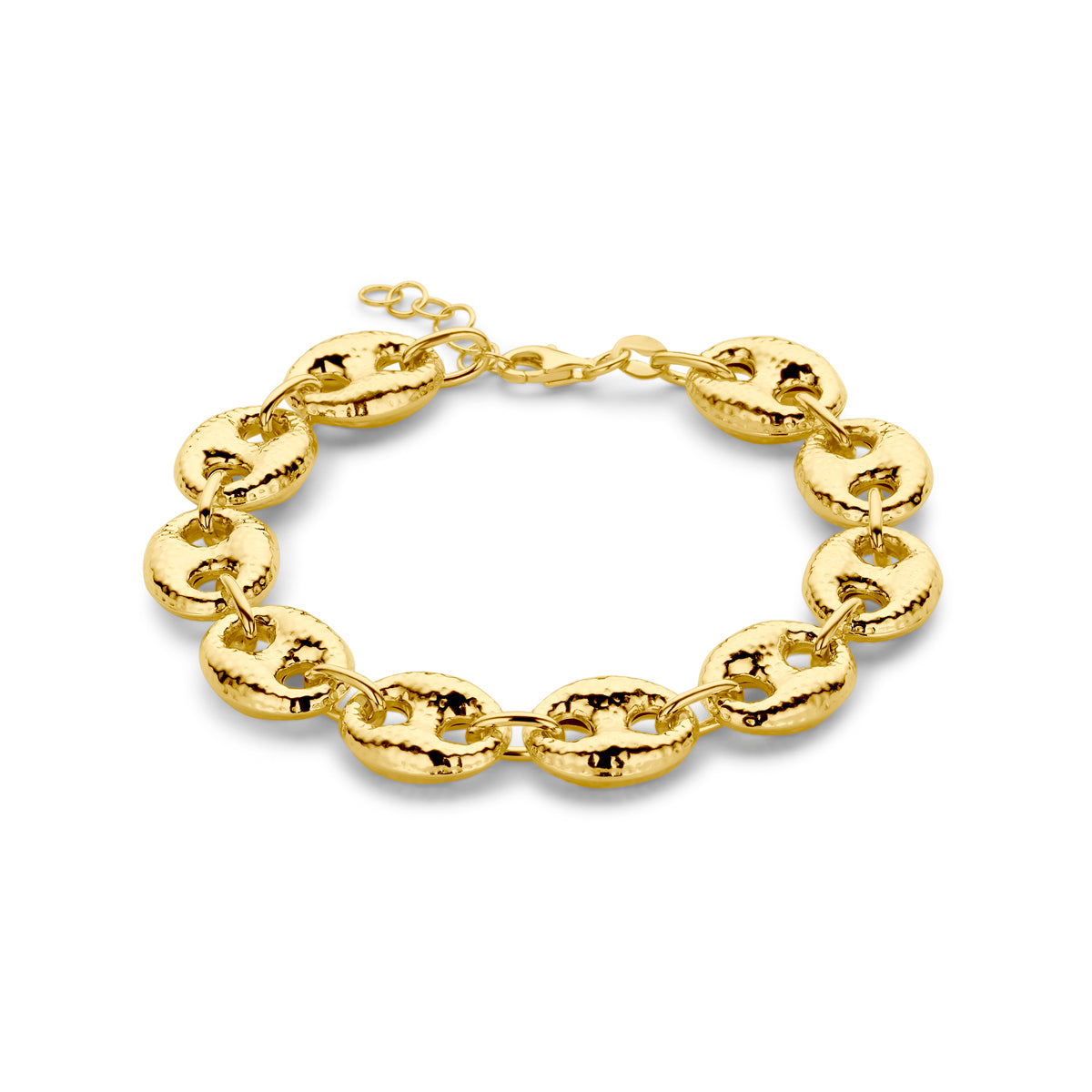 Armband 12 mm 18 + 2 cm 3 micron zilver verguld (geel)