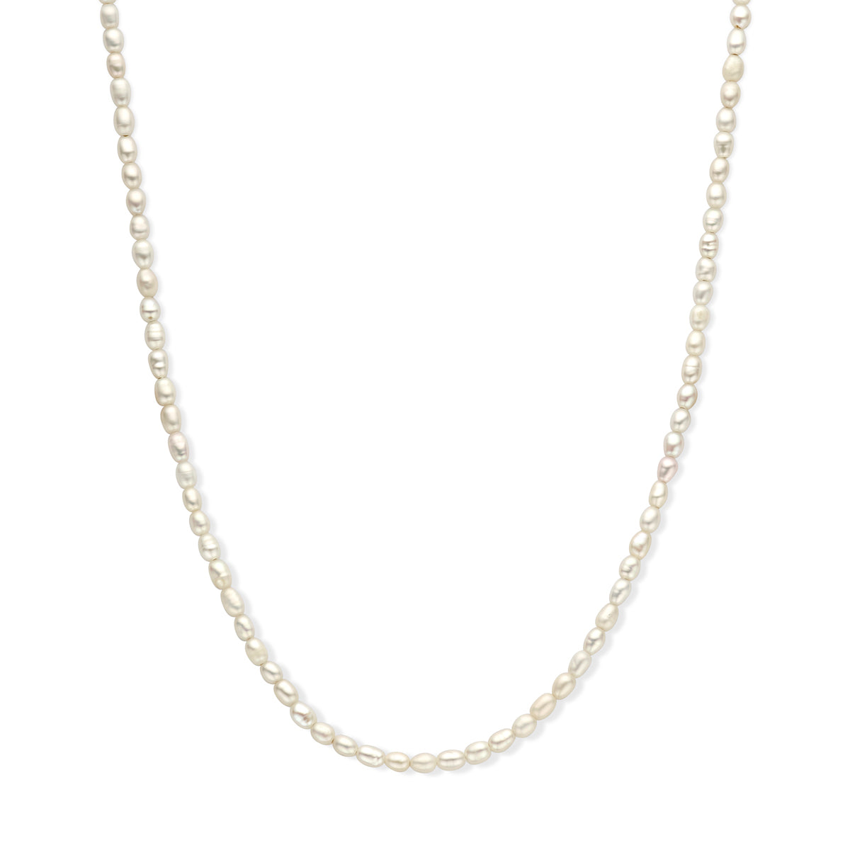 Collier parel 3,8 mm 50 + 5 cm zilver verguld (geel)