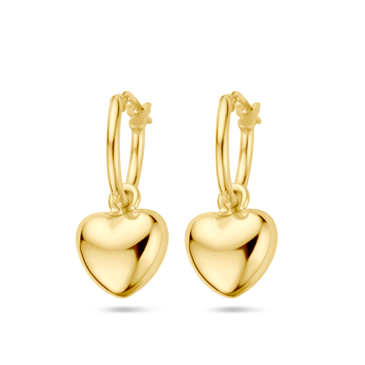 Oorringen hart 1 micron zilver verguld (geel)