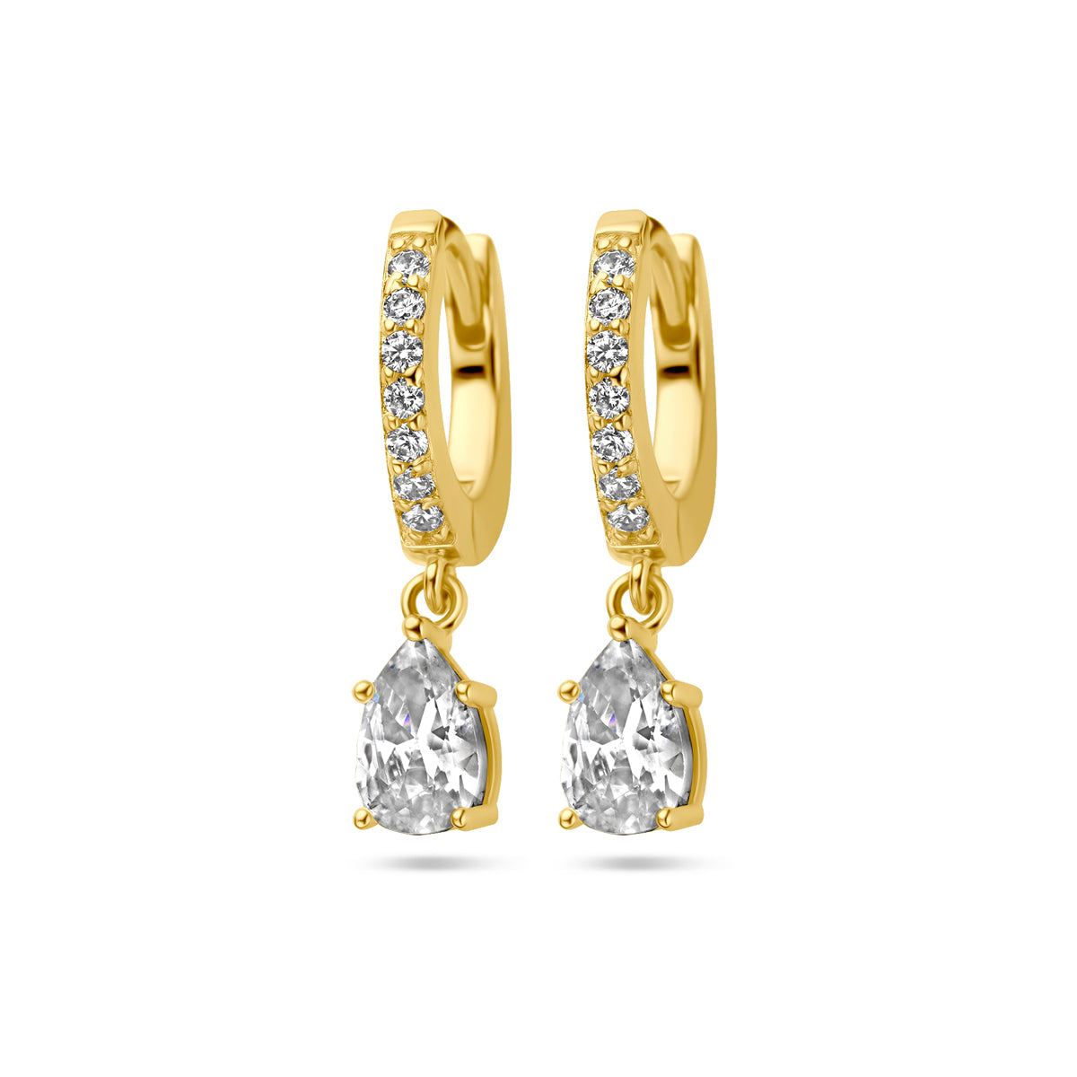 Klapoorringen zirkonia 1 micron zilver verguld (geel)