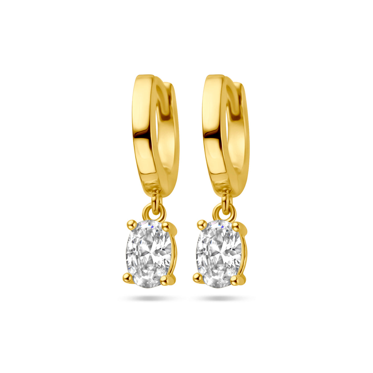 Klapoorringen zirkonia 1 micron zilver verguld (geel)