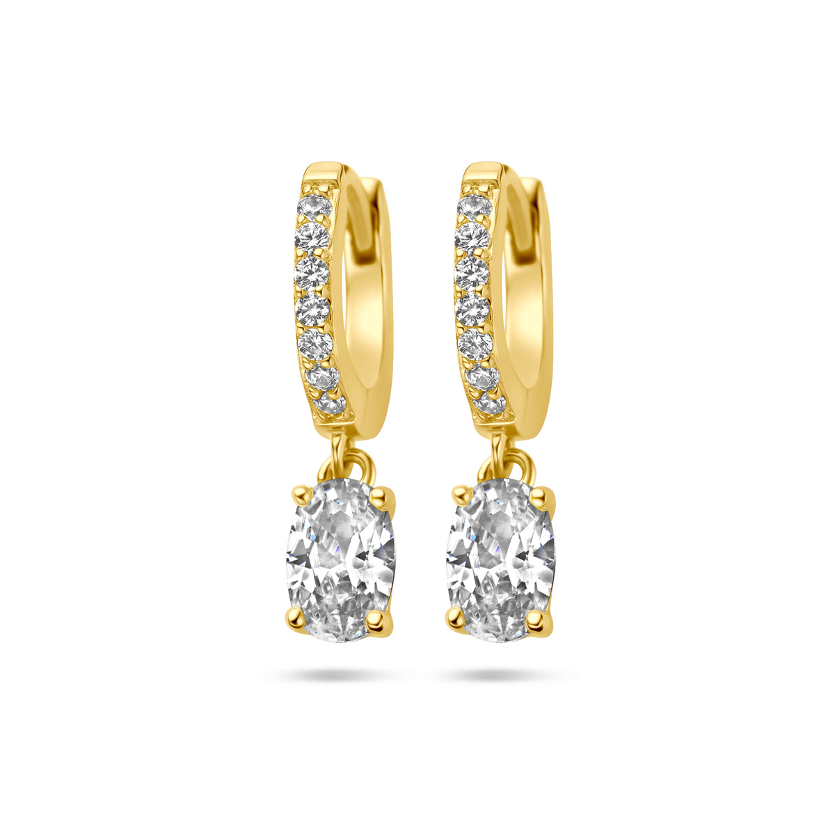 Klapoorringen zirkonia 1 micron zilver verguld (geel)