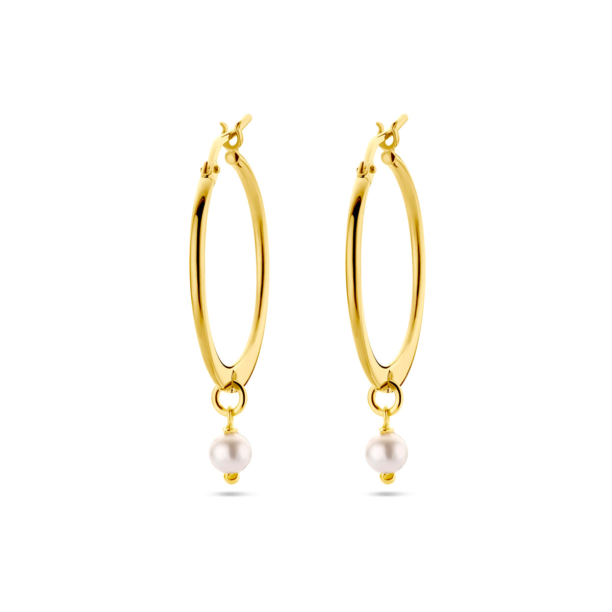 Oorhangers synth. parel 1 micron zilver verguld (geel)