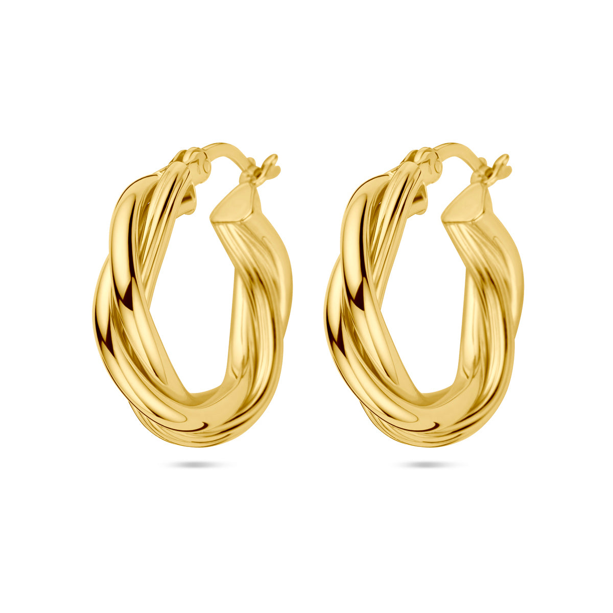 Oorringen gedraaid 1 micron zilver verguld (geel)