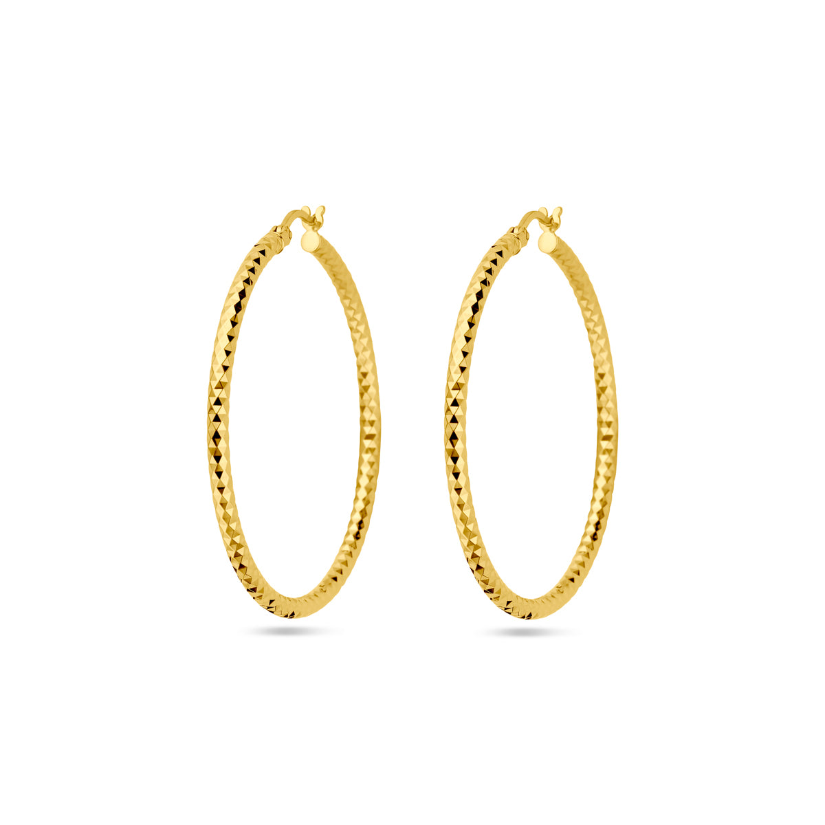 Oorringen 2,5 mm ronde buis gediamanteerd 1 micron zilver verguld (geel)