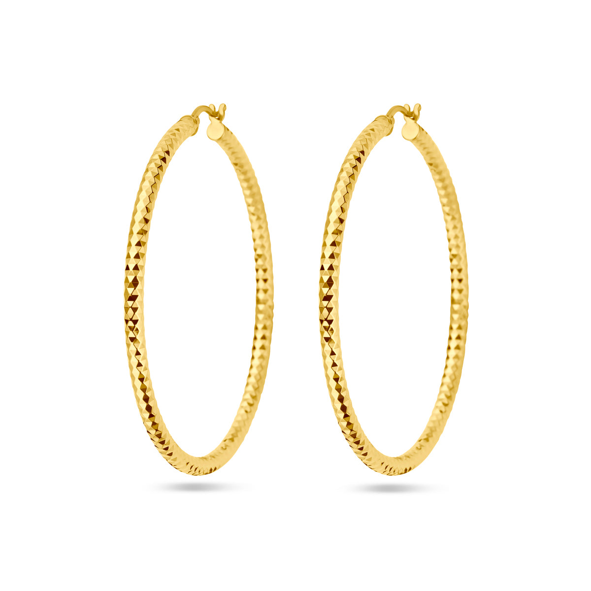 Oorringen 3,0 mm ronde buis gediamanteerd 1 micron zilver verguld (geel)