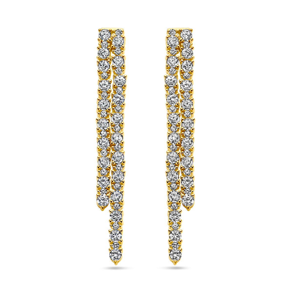 Oorhangers zirkonia 58 mm 1 micron zilver verguld (geel)