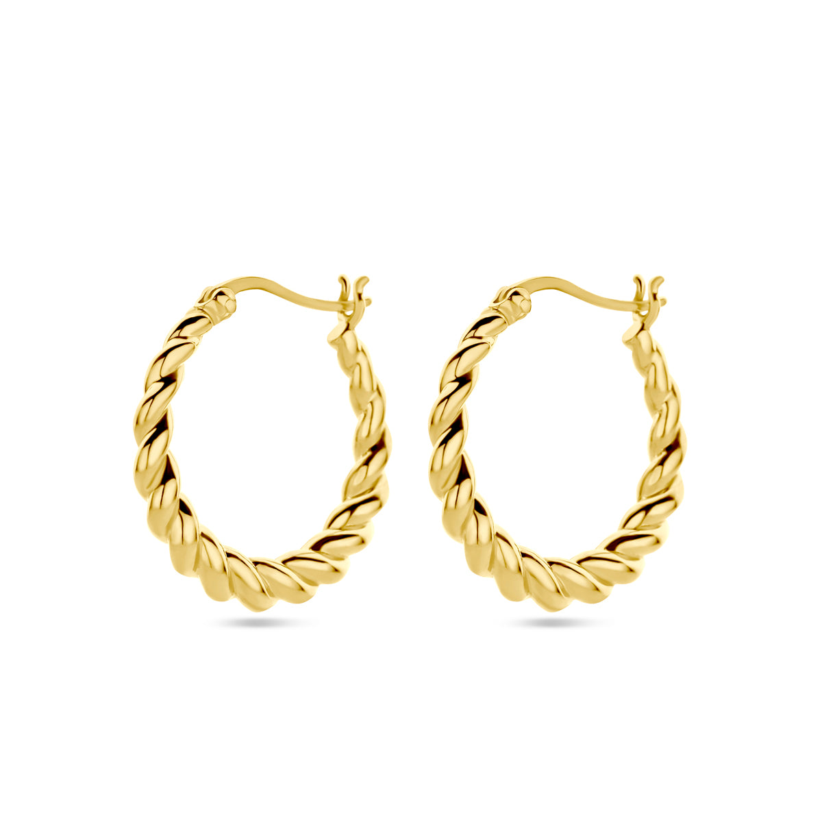 Oorringen gedraaid 1 micron zilver verguld (geel)