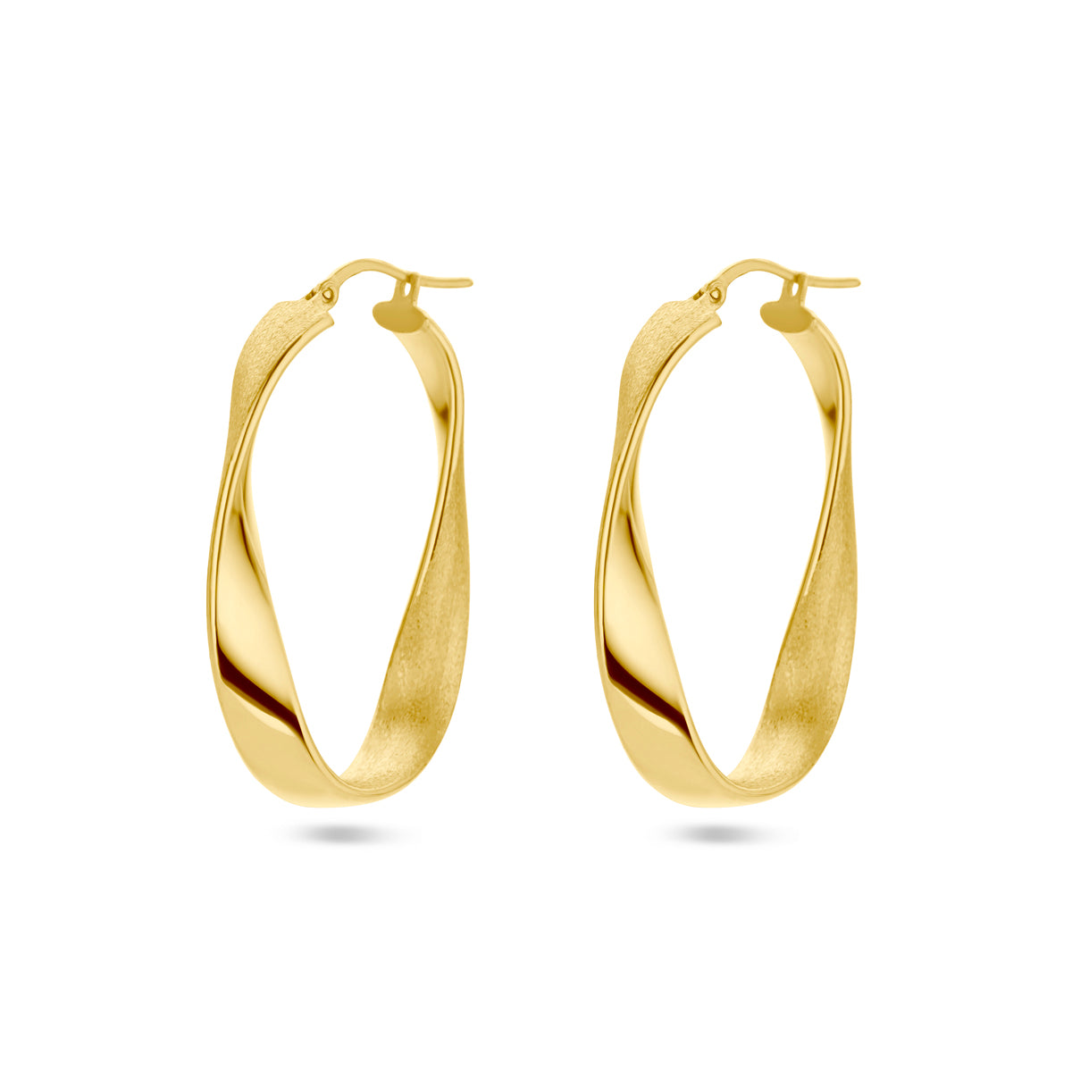 Oorringen gedraaid poli/mat 1 micron zilver verguld (geel)