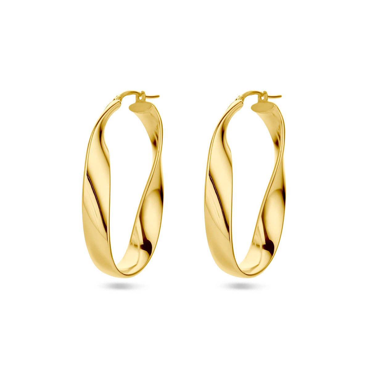 Oorringen gedraaid 1 micron zilver verguld (geel)