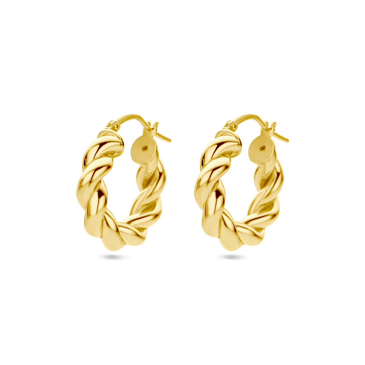 Oorringen gedraaid 1 micron zilver verguld (geel)