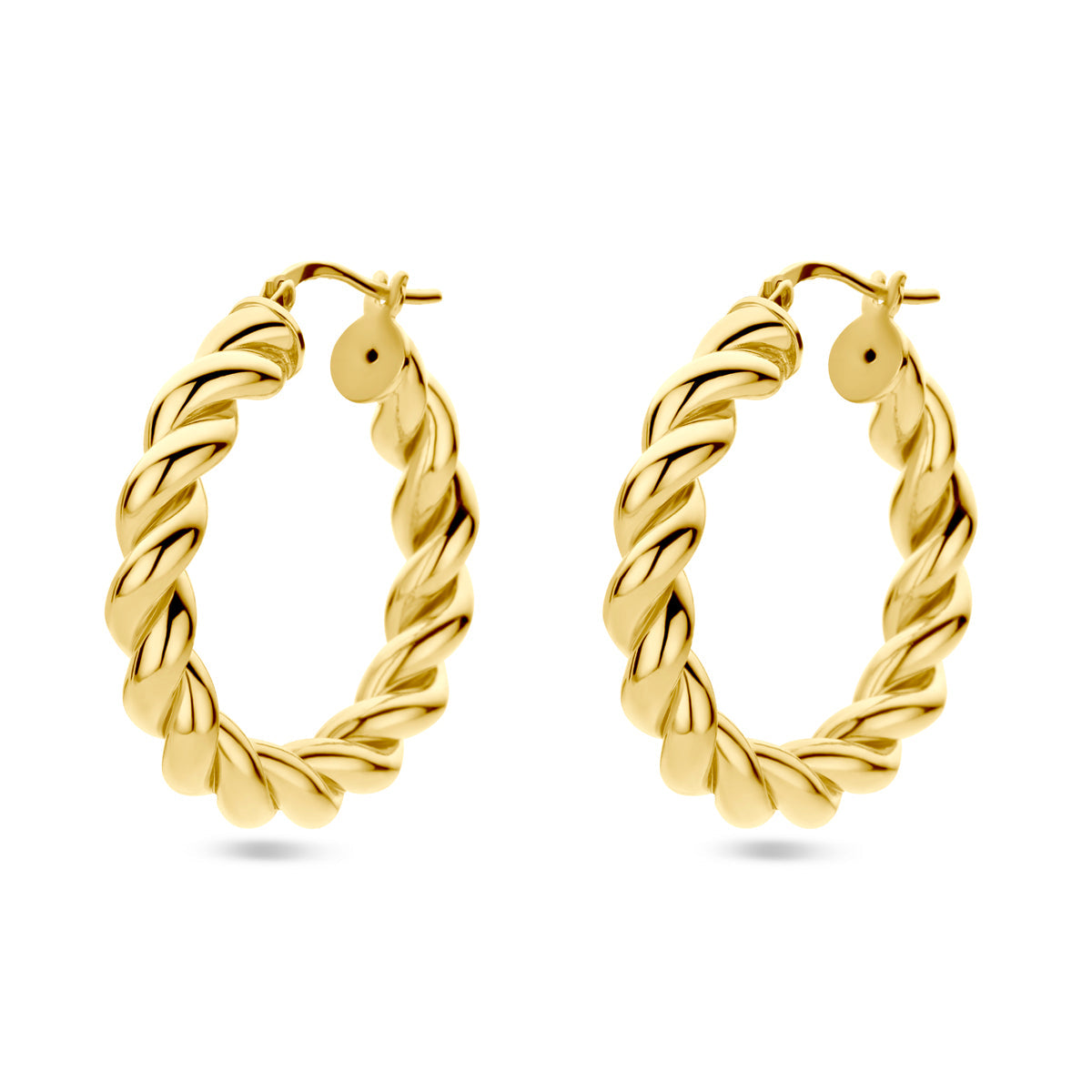 Oorringen gedraaid 1 micron zilver verguld (geel)