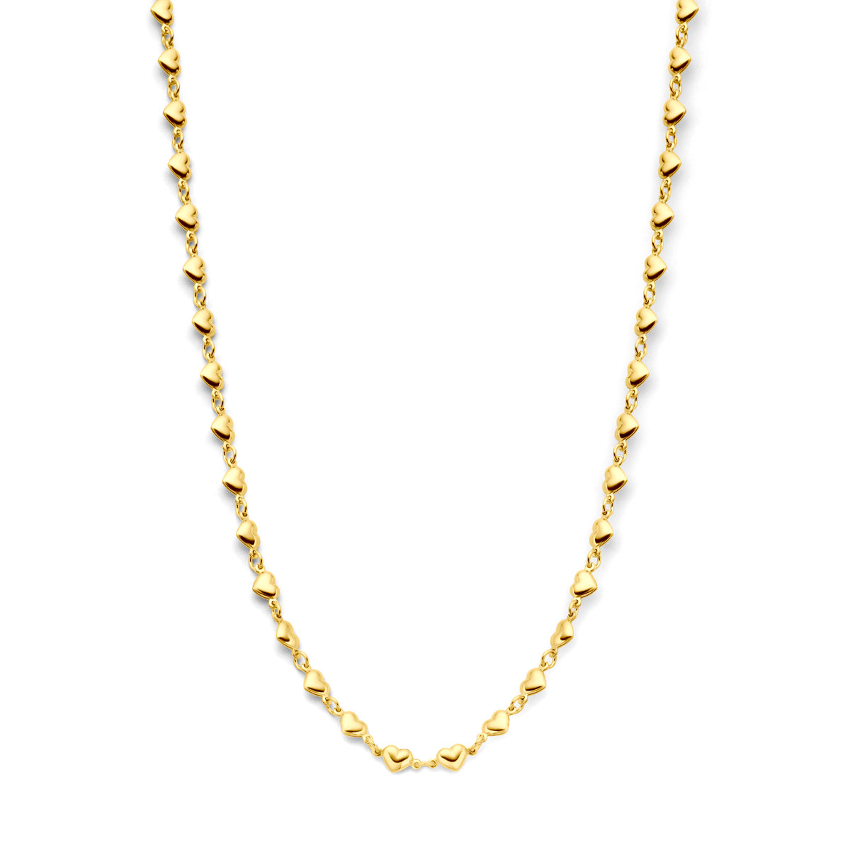 Collier hartjes 41 + 4 cm 3 micron zilver verguld (geel)