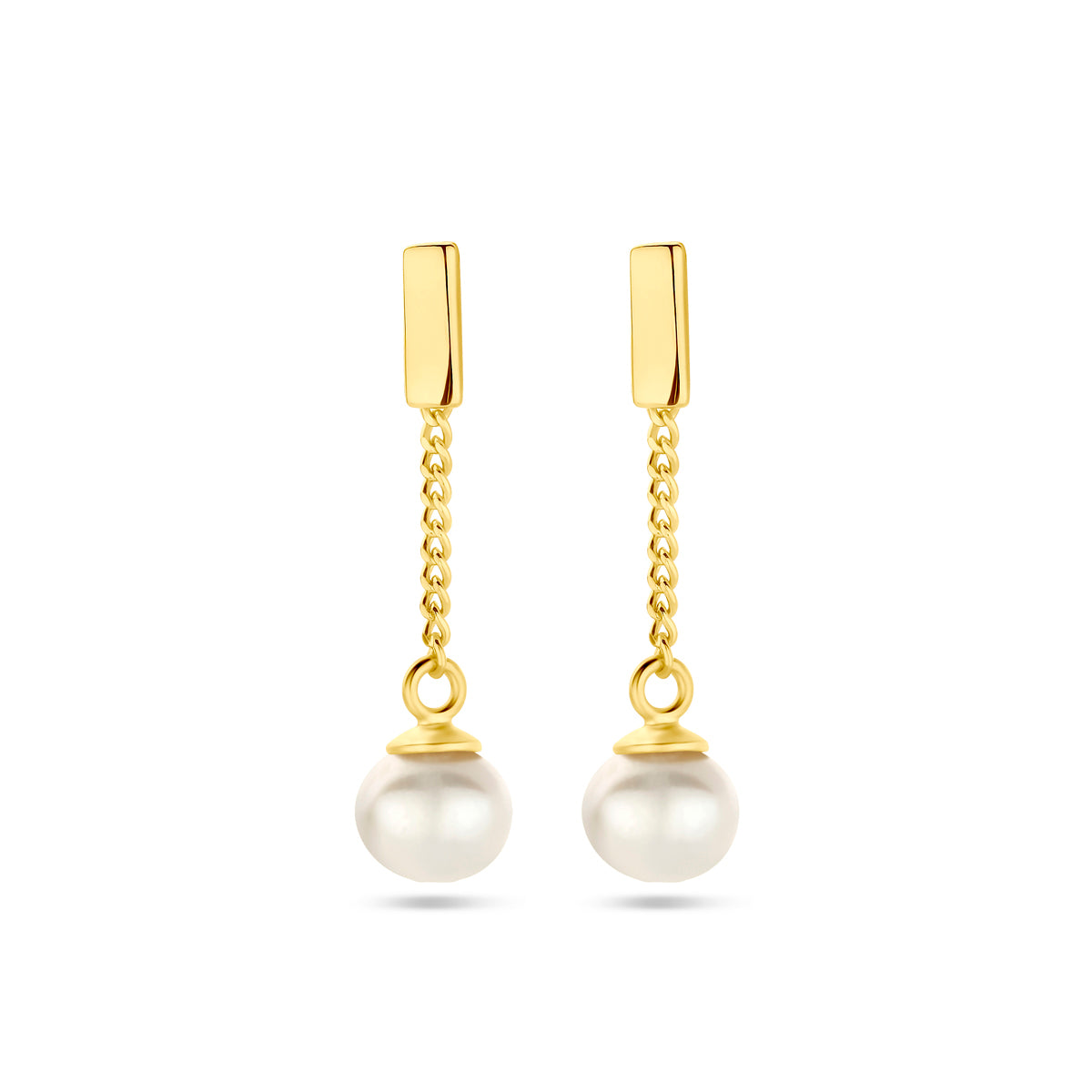 Oorhangers parel (1 micron) zilver verguld (geel)