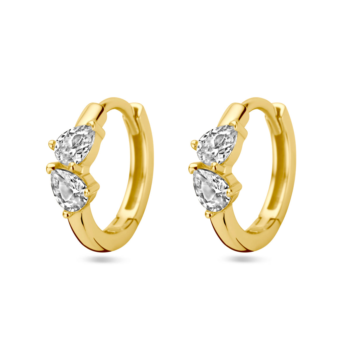 Klapoorringen zirkonia 1 micron zilver verguld (geel)