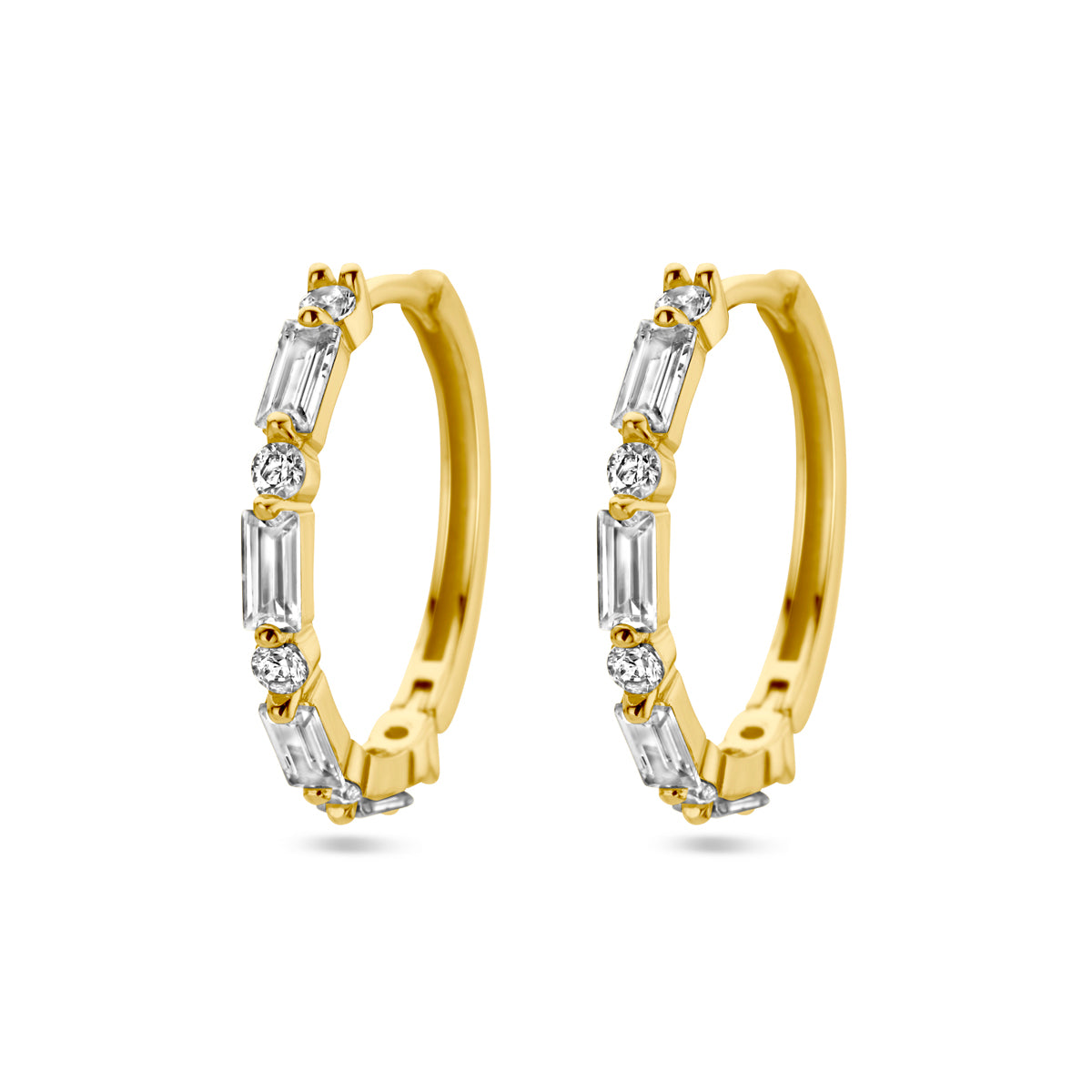 Klapoorringen zirkonia 1 micron zilver verguld (geel)