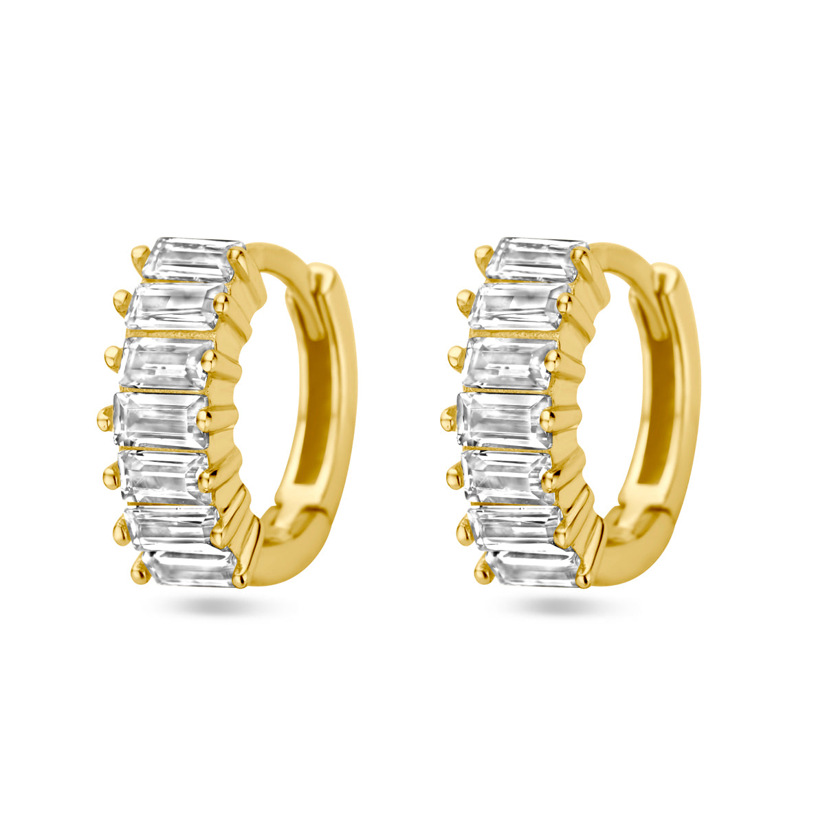 Klapoorringen zirkonia 1 micron zilver verguld (geel)