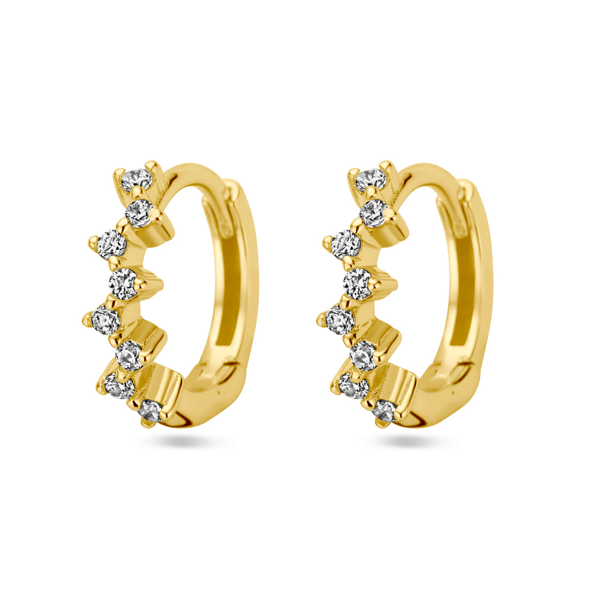 Klapoorringen zirkonia 1 micron zilver verguld (geel)