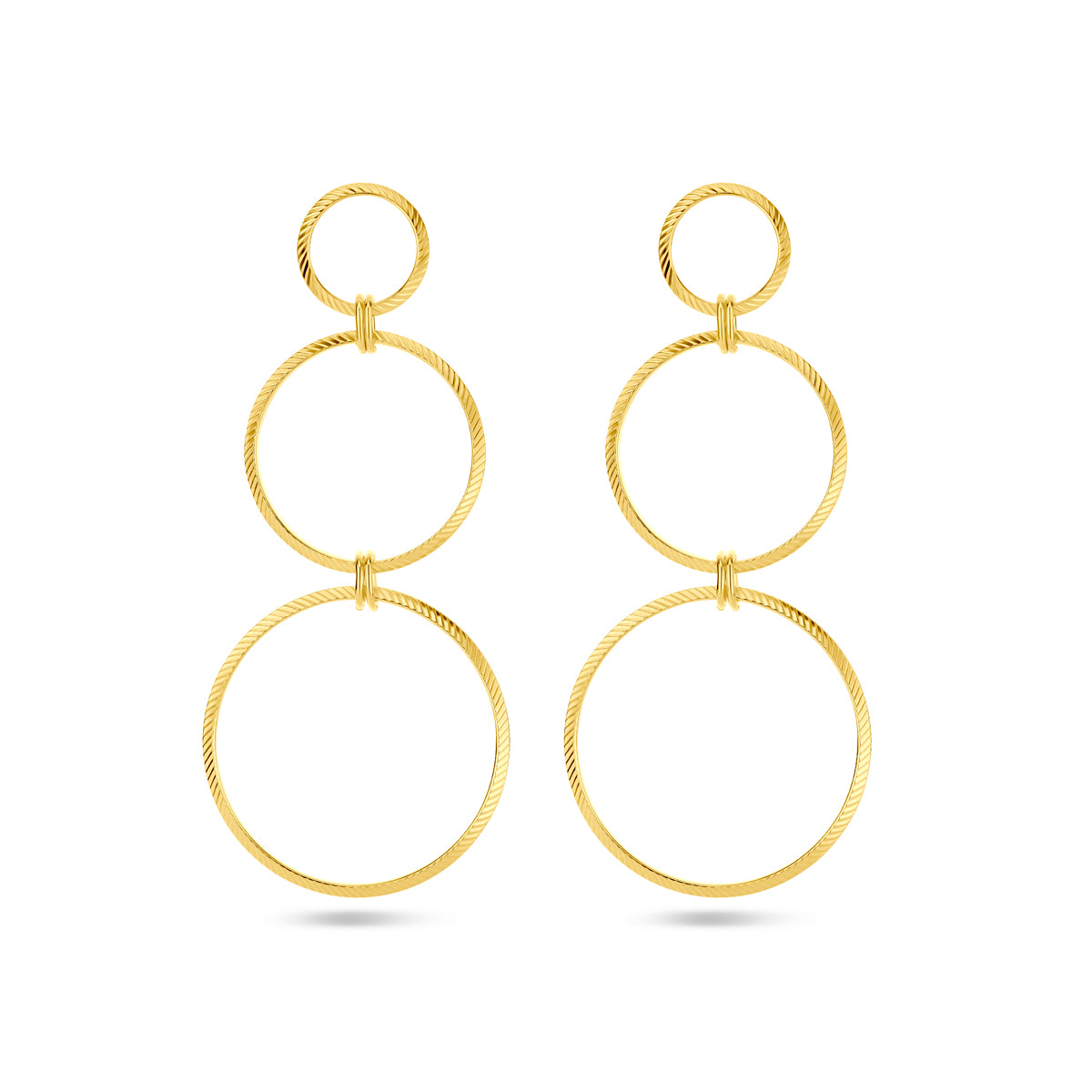 Oorhangers cirkels gediamanteerd 1 micron zilver verguld (geel)