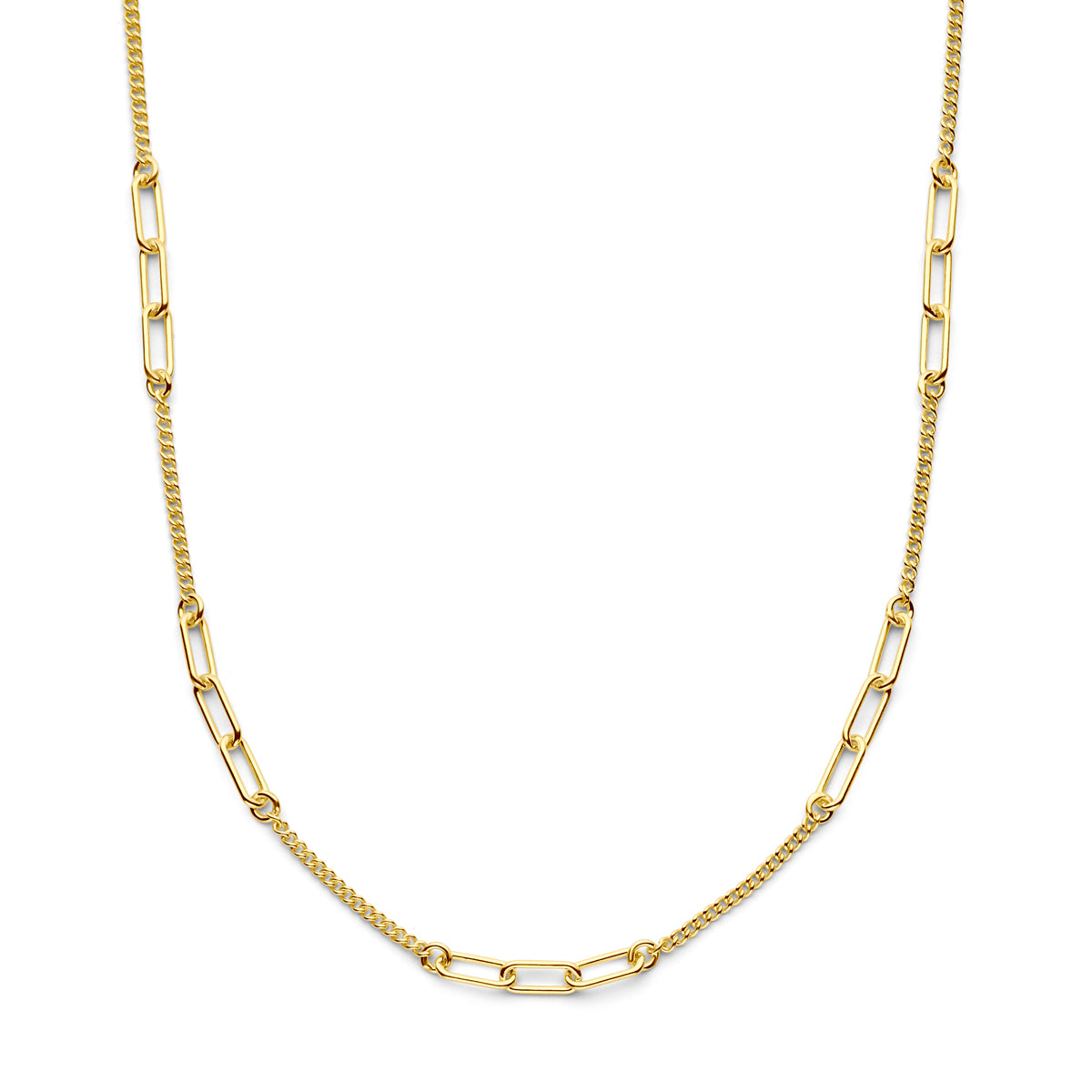 Combi-collier gourmette en paperclip 3,6 mm 40 + 5 cm 3 micron zilver verguld (geel)