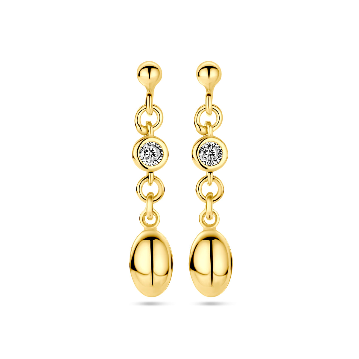 Oorhangers zirkonia 1 micron zilver verguld (geel)