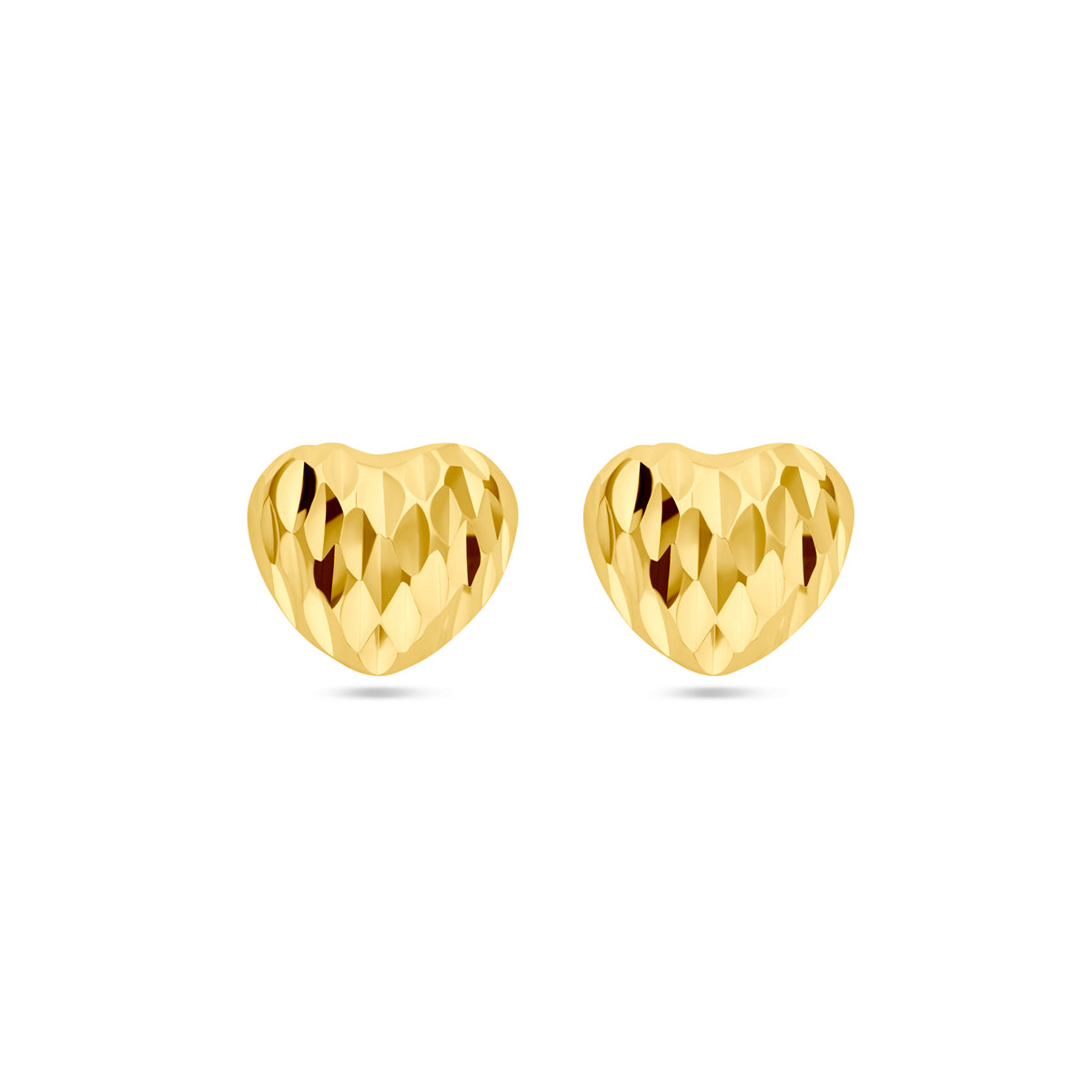 Oorknoppen hart gediamanteerd 1 micron zilver verguld (geel)