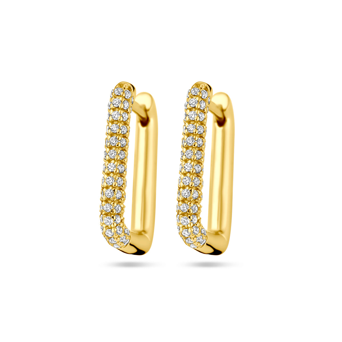 Klapoorringen zirkonia 1 micron zilver verguld (geel)