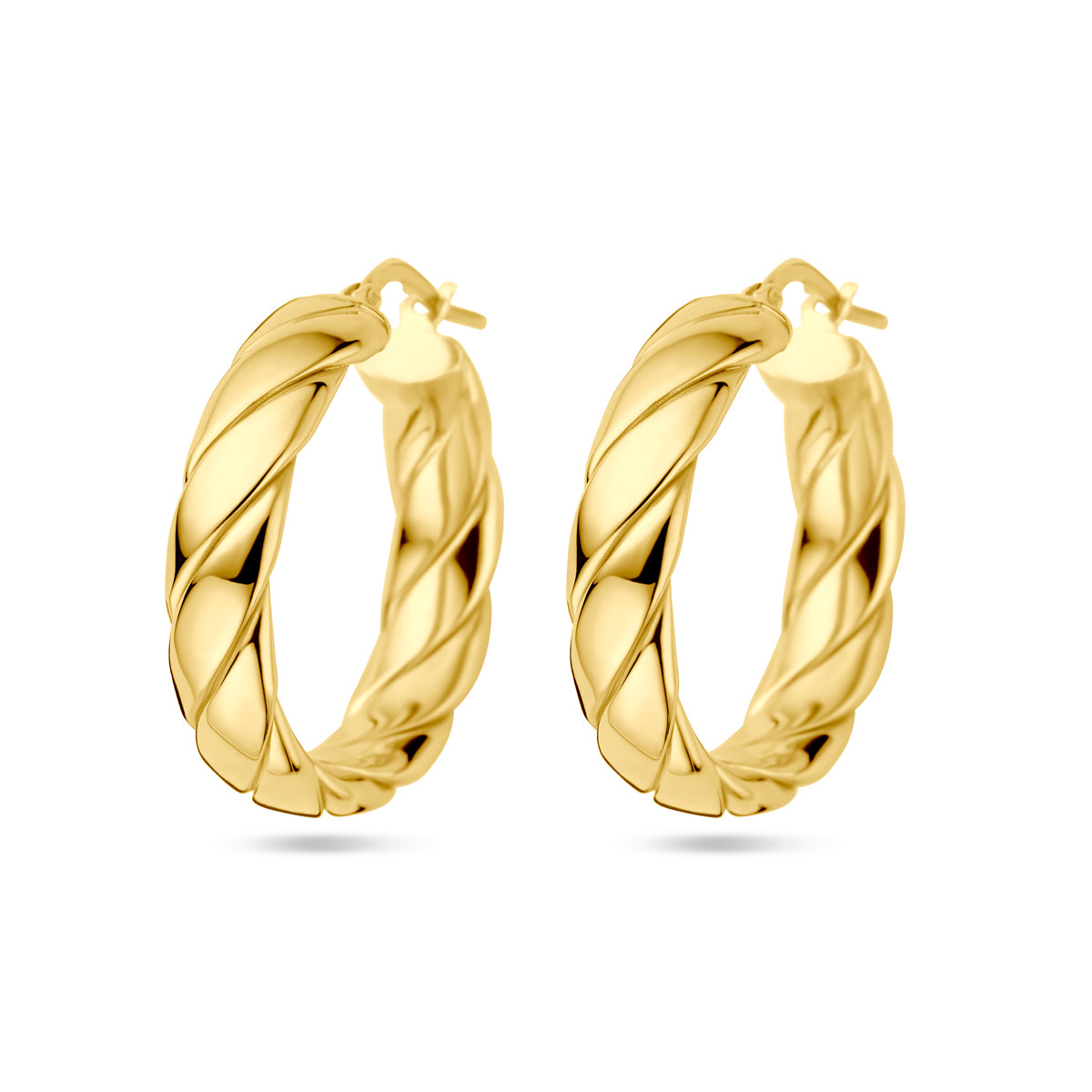 Oorringen gedraaid 1 micron zilver verguld (geel)