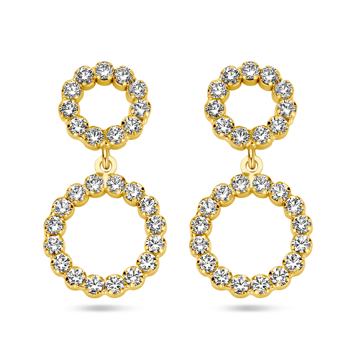 Oorhangers cirkels swarovski 1 micron zilver verguld (geel)
