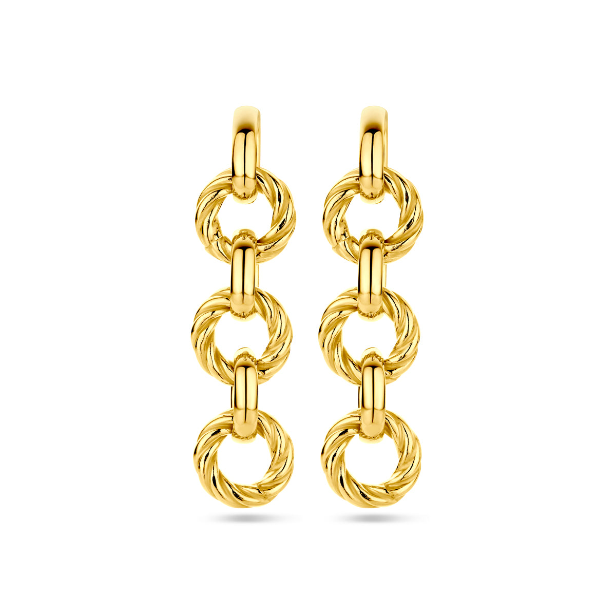 Oorhangers cirkels gedraaid 1 micron zilver verguld (geel)