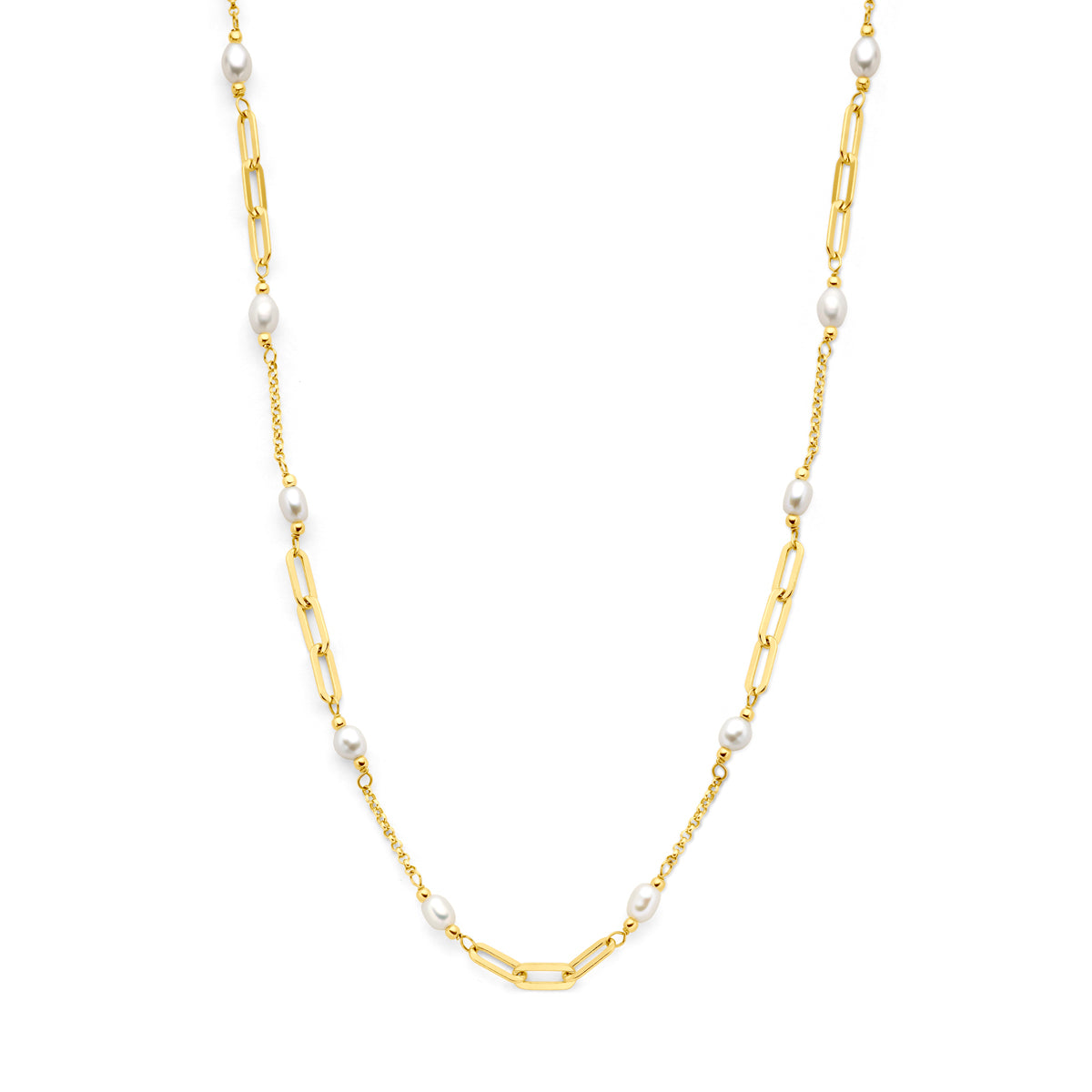 Collier parels 42 + 3 cm 3 micron zilver verguld (geel)