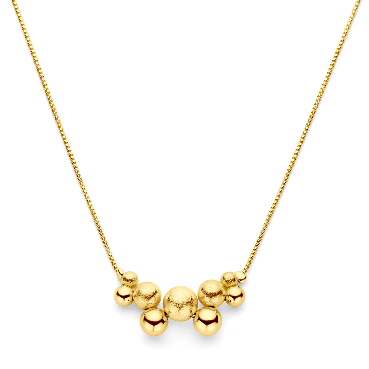 Collier bolletjes 42 + 3 cm 3 micron zilver verguld (geel)