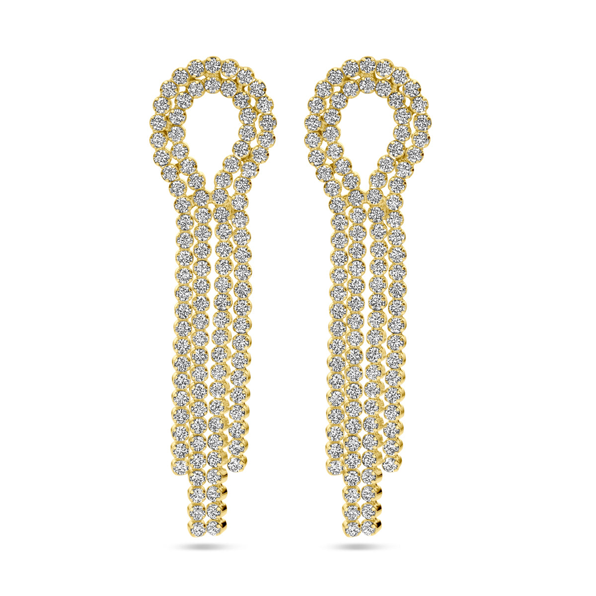 Oorhangers zirkonia 1 micron zilver verguld (geel)