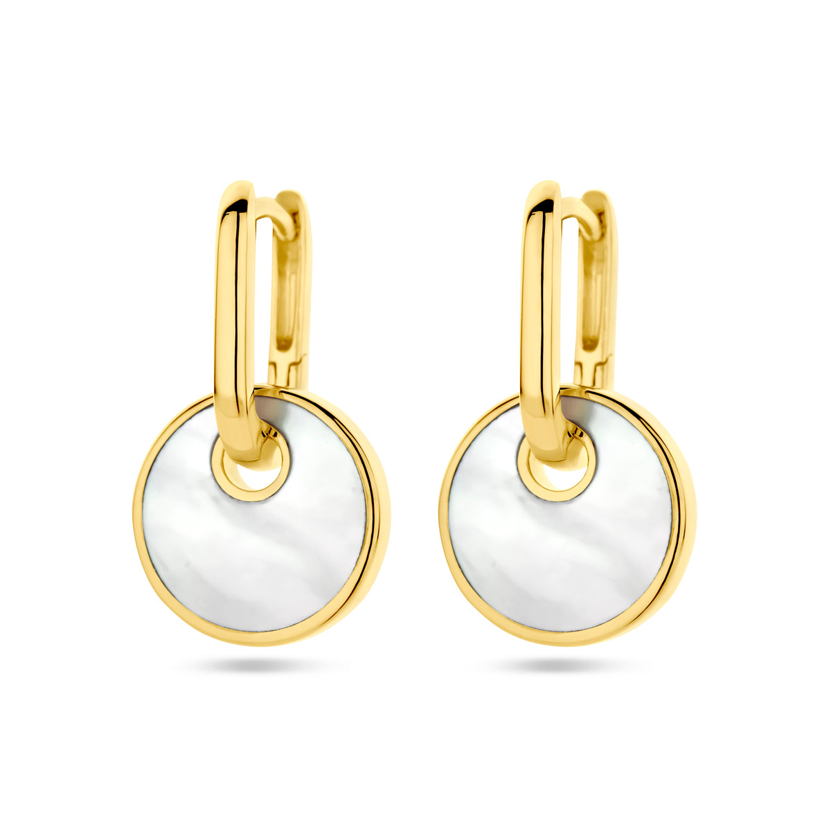 Klapoorringen parelmoer 1 micron zilver verguld (geel)