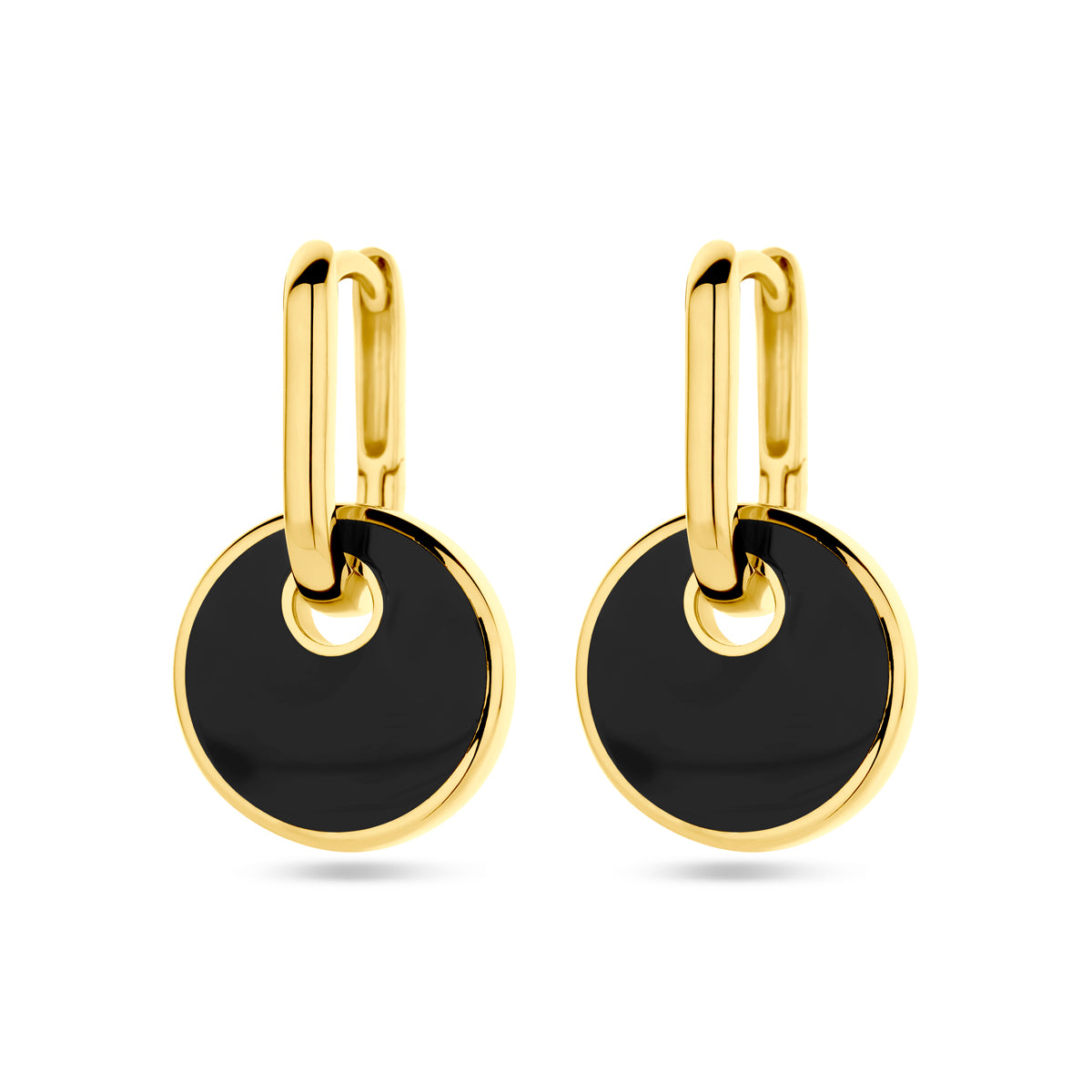 Klapoorringen onyx 1 micron zilver verguld (geel)