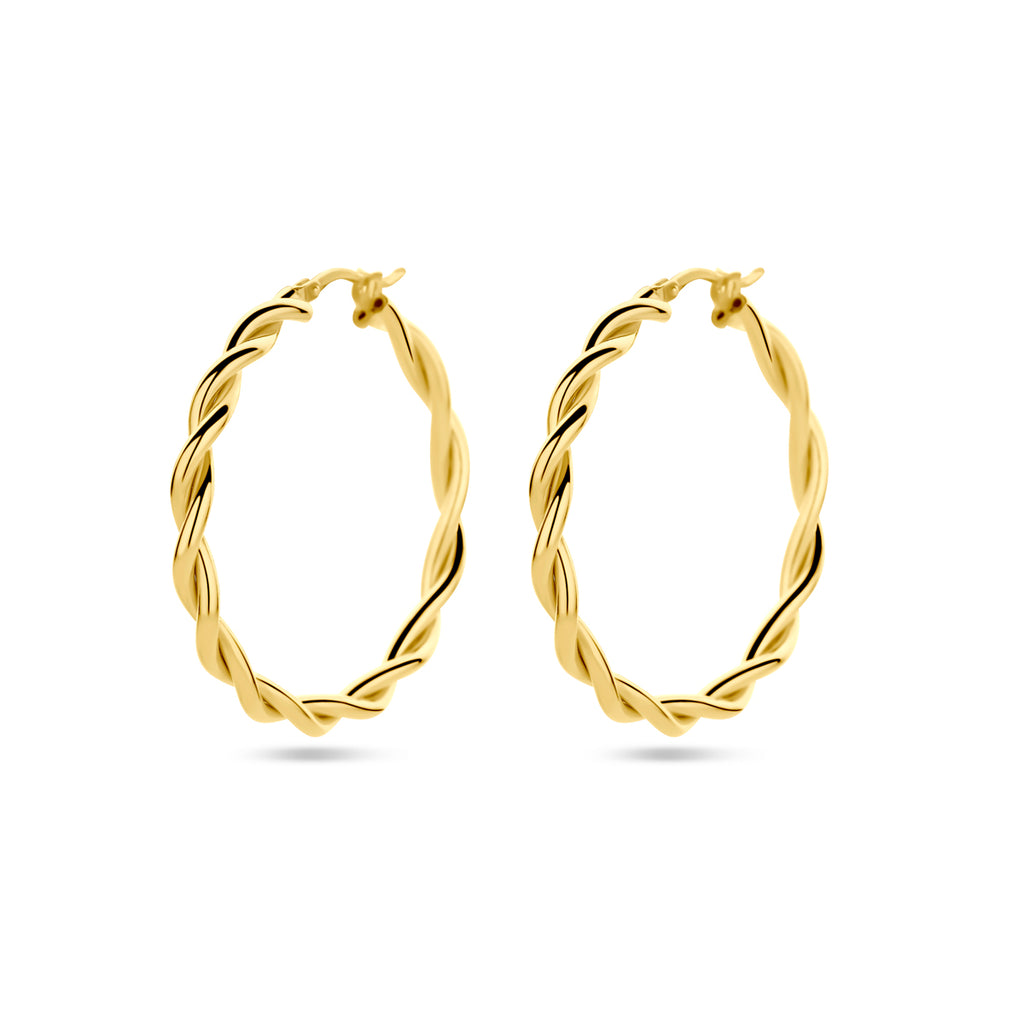 Oorringen 3,5 mm gedraaide buis 1 micron zilver verguld (geel)