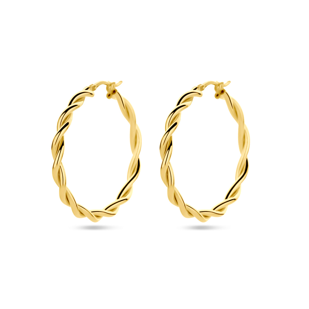 Oorringen 3,5 mm gedraaide buis 1 micron zilver verguld (geel)