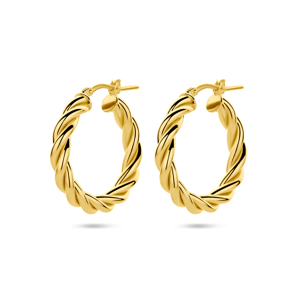 Oorringen gedraaide buis 1 micron zilver verguld (geel)