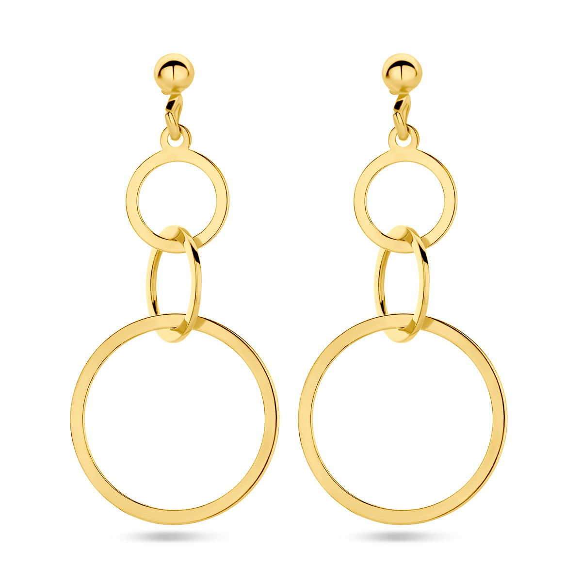 Oorhangers cirkels 1 micron zilver verguld (geel)