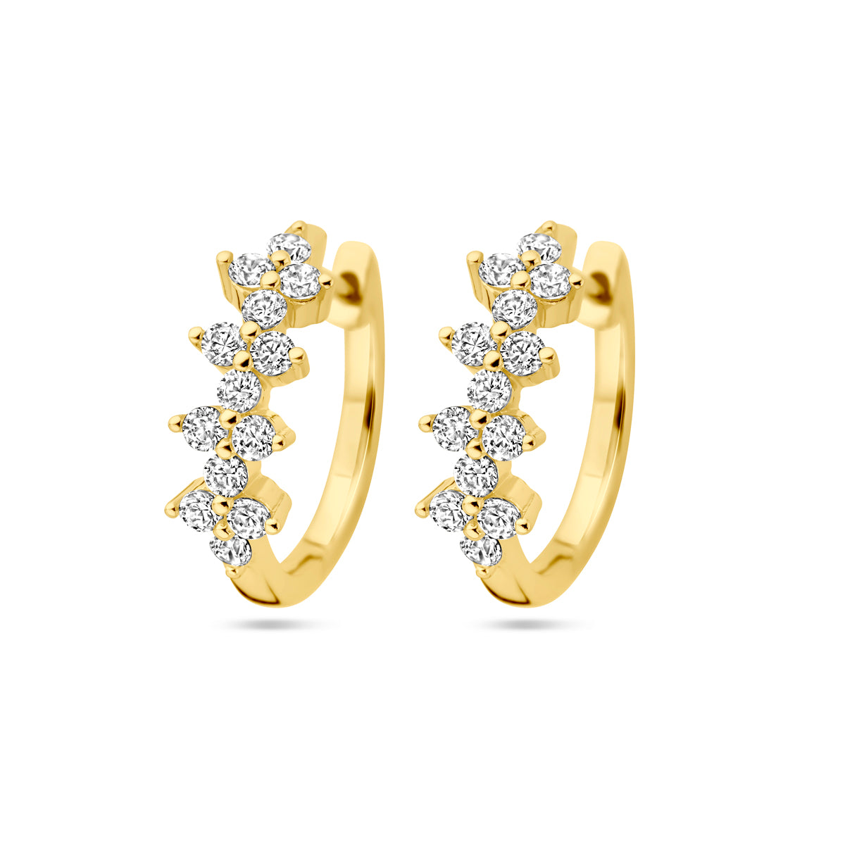 Oorringen zirkonia 1 micron zilver verguld (geel)